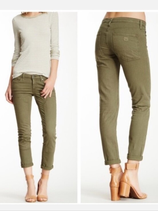Ag Adriano Goldschmied Denim - Adriano Goldschmied "The Avery Roll-up" Pinstripe Pant Green | Women's Size 29